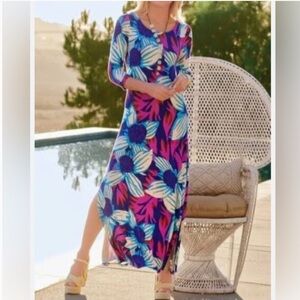 Soft Surroundings Serena Maxi Dress Blue Multi NWOT